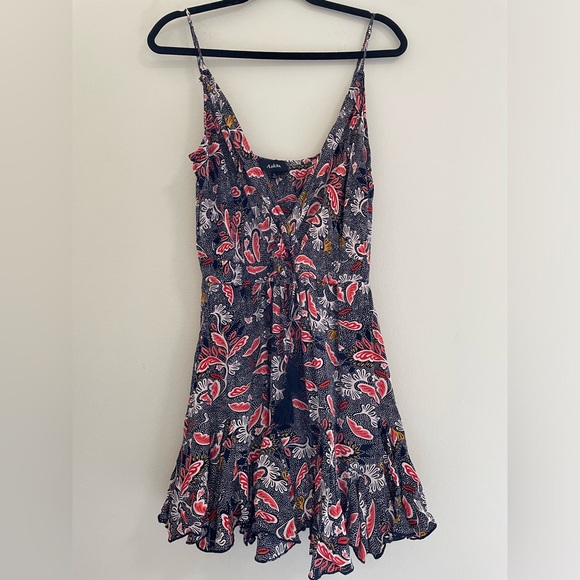 Aakaa Tassel Tie Floral Sundress -‎ L - Picture 1 of 10